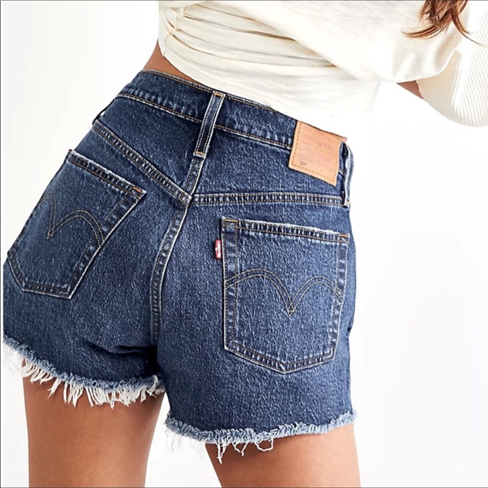 Free People // Levi’s 501 Cutoff Denim Shorts Blue - Picture 2 of 12